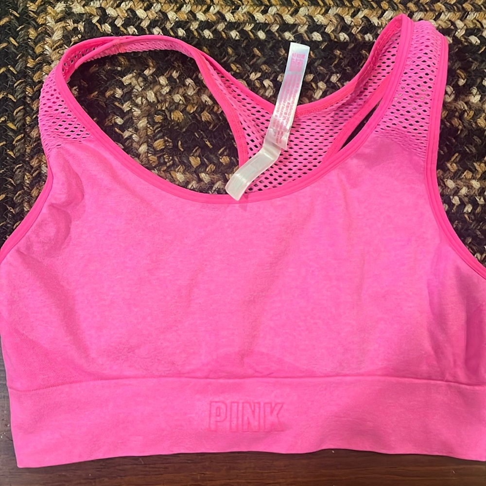 Pink sports bra size large - like new